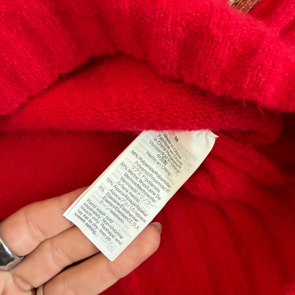 J.Crew Red Turtleneck Sweater Merino Wool Knit Pullover Turtleneck- sz M - Picture 4 of 6